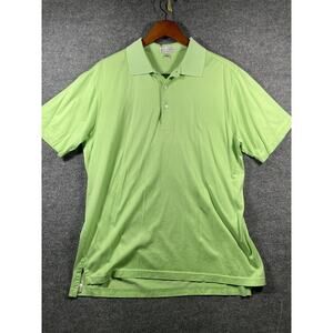 Peter Millar Polo Shirt Men's Large Green Short Sleeve Golf Outdoor Casual